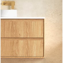 Byron Fluted 1200mm Woodland Oak Wall Hung Single Vanity with Countertop